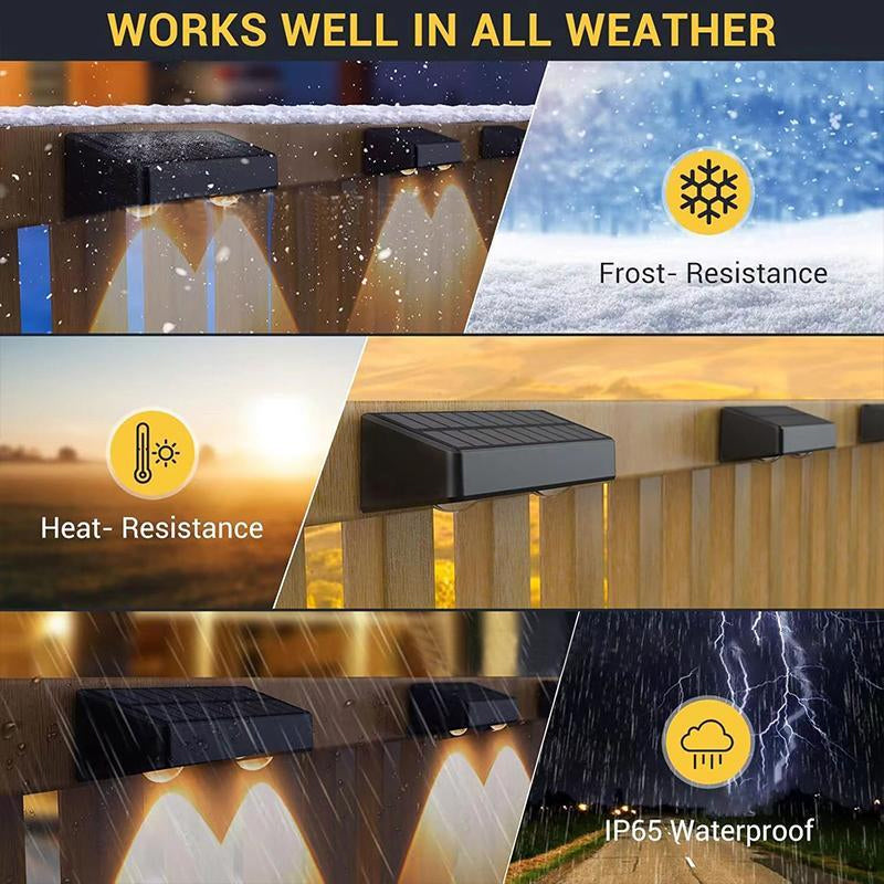 Modern Solar-Powered Waterproof LED Fence Lights