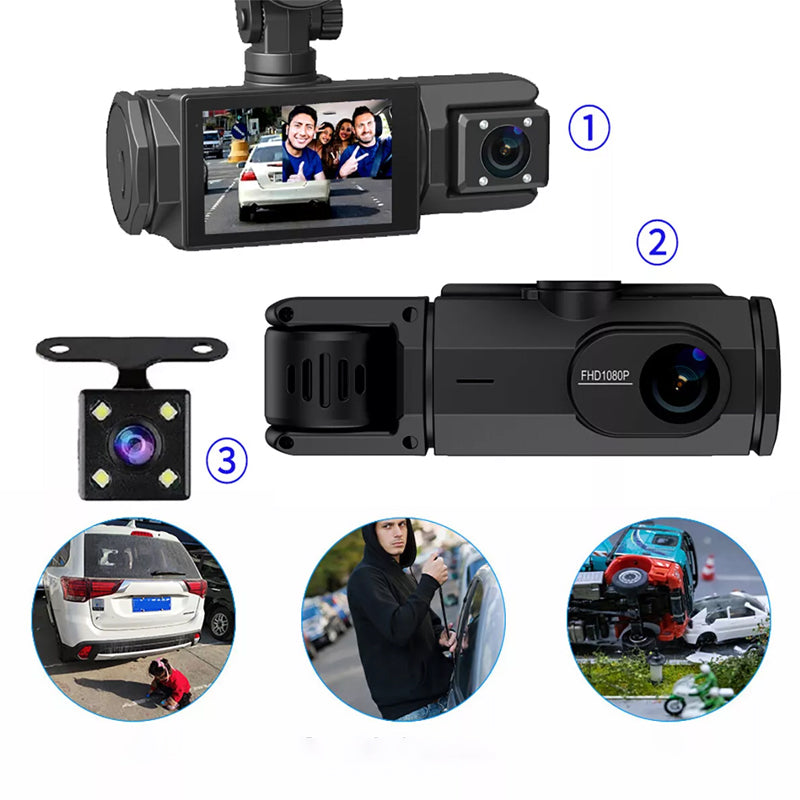 3 Lens Car Dvr Dash Cam