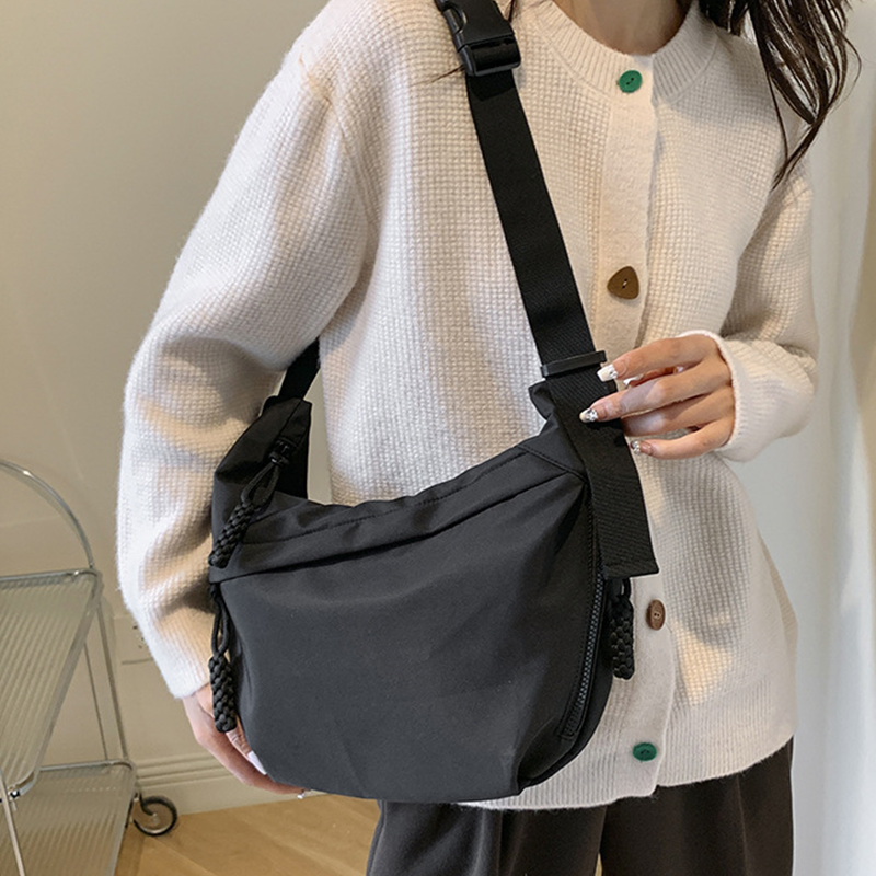 Fashion Plain Color Nylon Crossbody Bags for Women