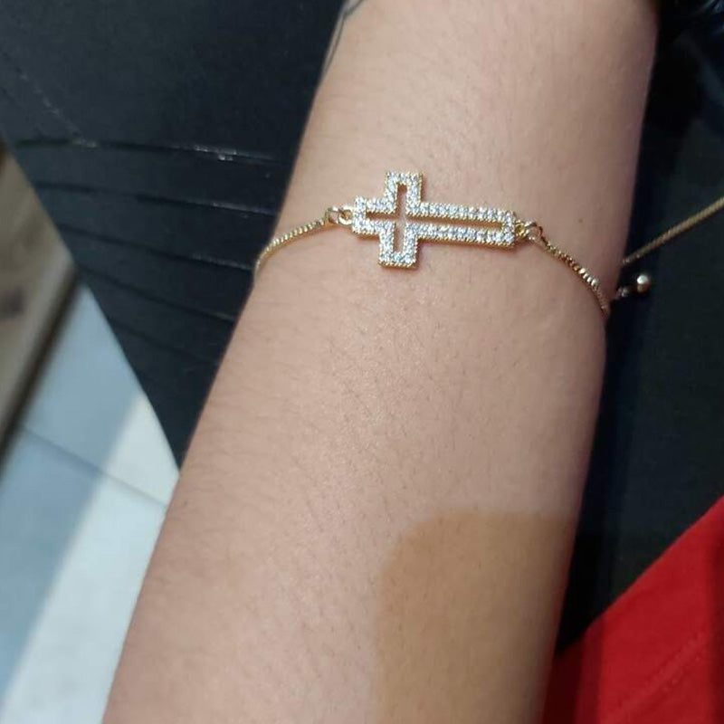 Rhinestone Cross Charm Bracelet