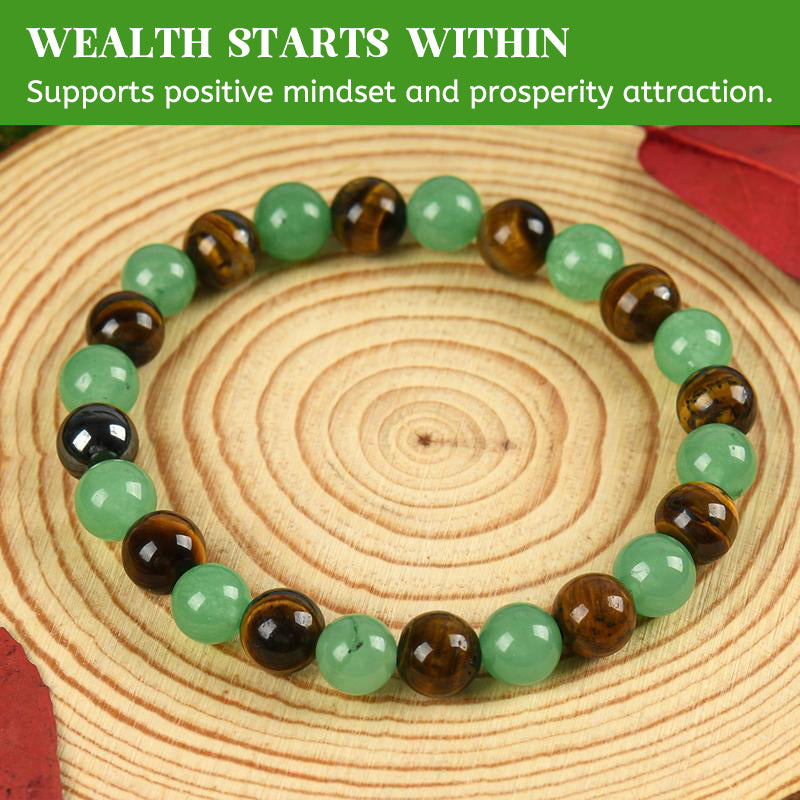 Money Attraction Bracelet with Green Aventurine & Tiger Eye