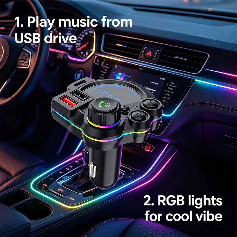 Bluetooth 5.3 Car FM Transmitter, Wireless Radio Adapter with PD 20W & USB Fast Charger