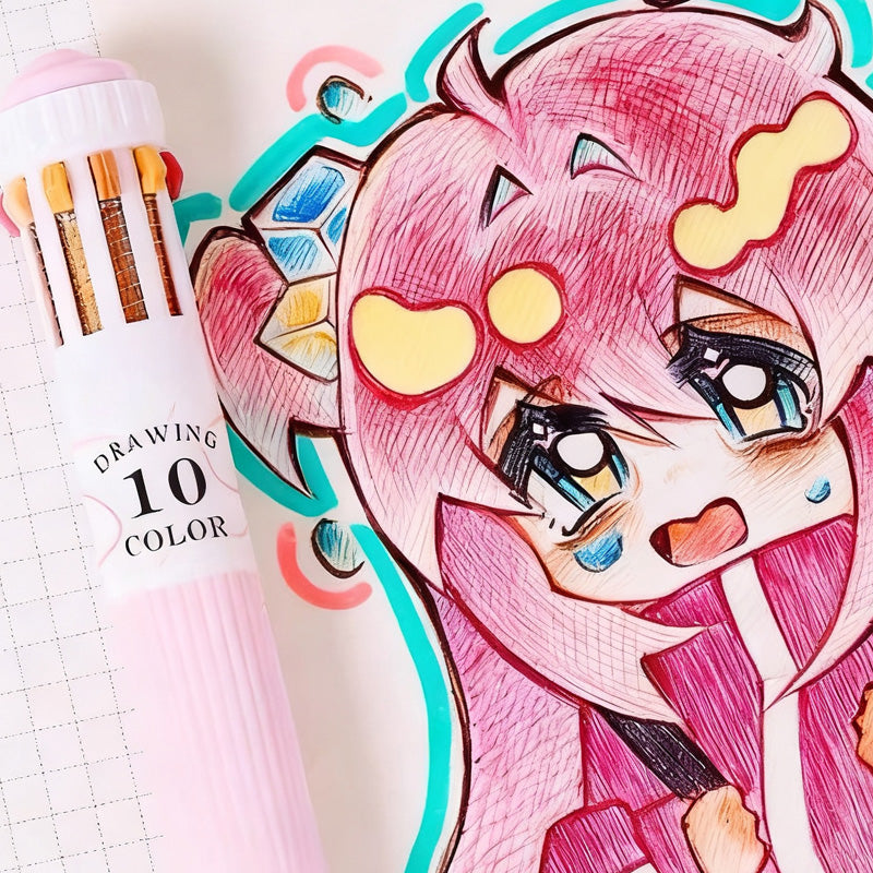 6-Pack Multicolor Pens β 10-in-1 Colored Ballpoint Pen Set