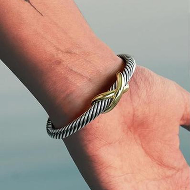 Bracelet Two Tone Twisted Bangle