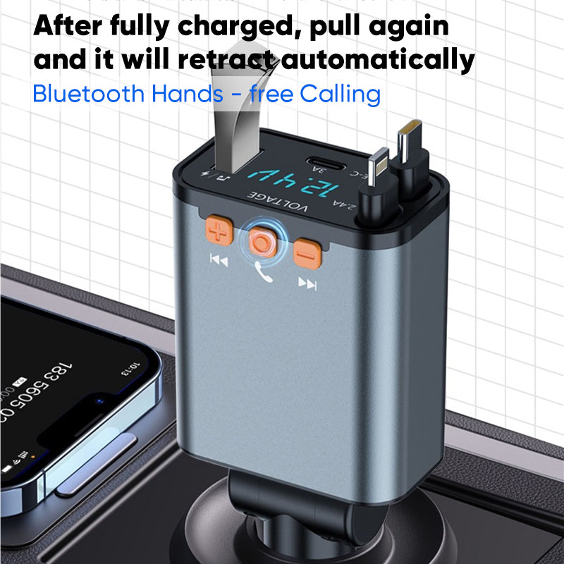 Bluetooth 5.3 Car Adapter with Retractable Charger