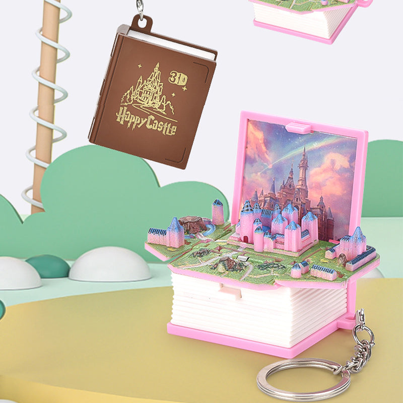 3D stereoskopisk bokvikning pop-up boknyckelring