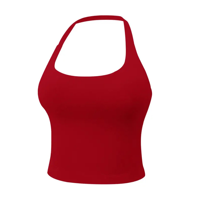 Women's Solid Removable Chest Pad Sports Tank Top