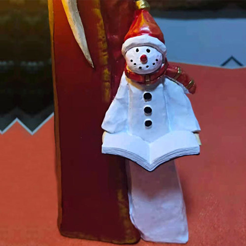 Santa and Snowman Sculpture with Solar Lantern