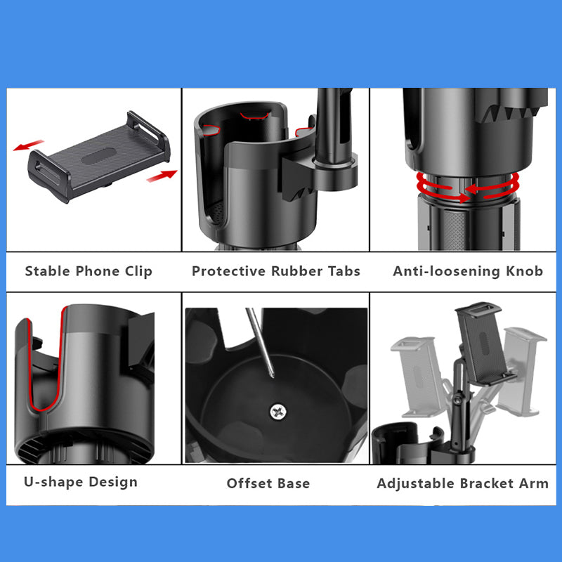 360° Rotating Car Cup Holder Phone Mount