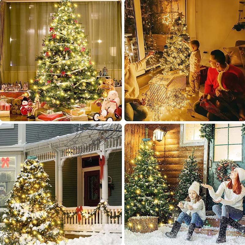 Julgran vattenfall ljus med ring