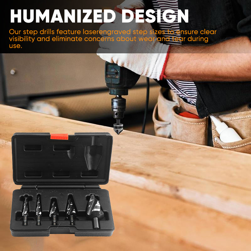 Four Spiral Flute Step Drill Bit Set