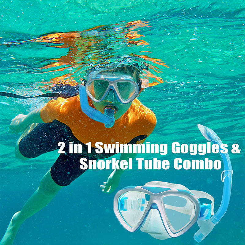3 Pcs Kids-Swim-Goggles with Nose Cover