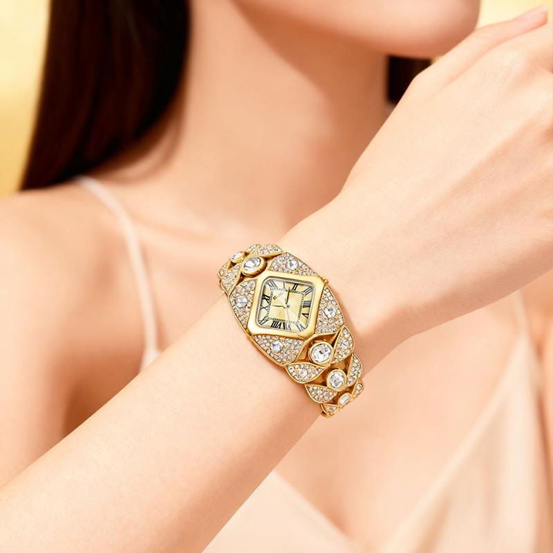 Luxury Full Diamond Bangle Bracelet Watch