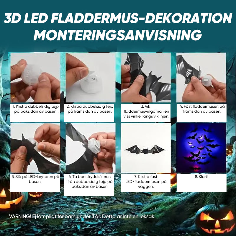 3D Fladdermusdesign LED Dekoration