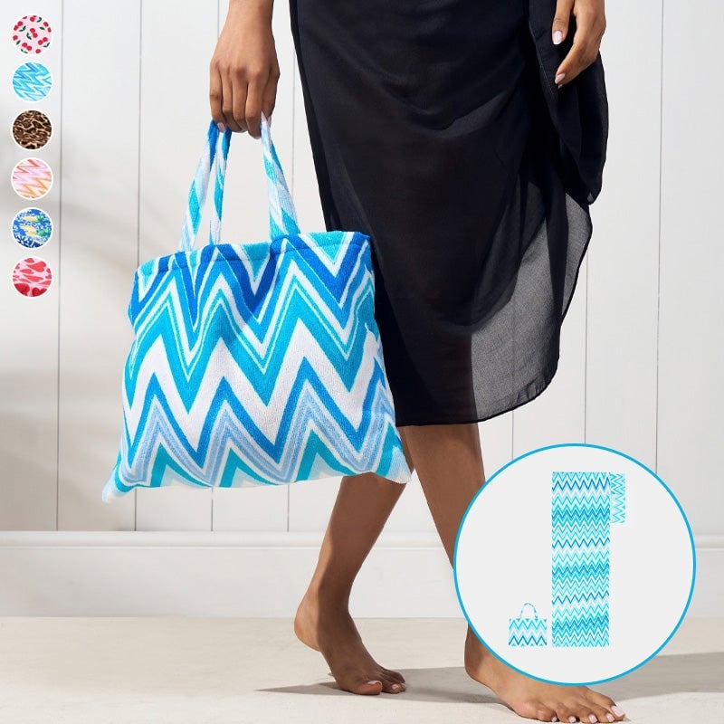 Solariumhandduk med förvaringsfack i en väska