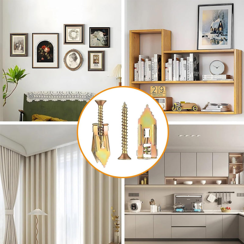 Gipsplatt Expansionsankare + Högstyrk Sinkskruvar Kit (Förpackning med 100)