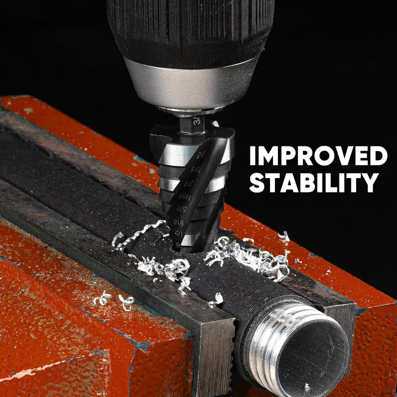 Four Spiral Flute Step Drill Bit Set