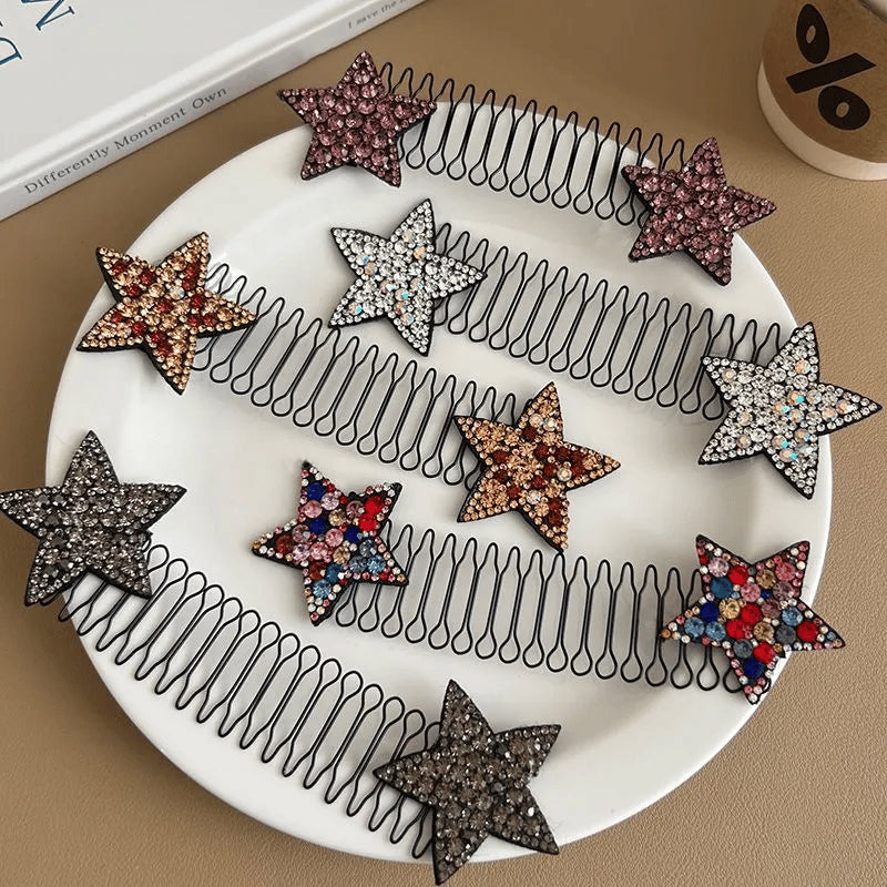 Rhinestone Star hårkamset (5 st)