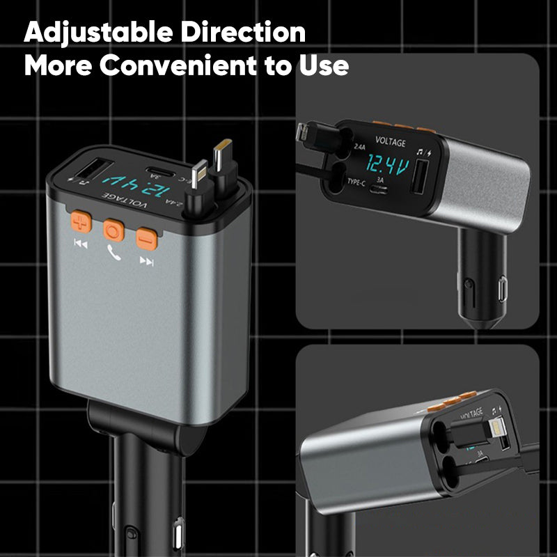 Bluetooth 5.3 Car Adapter with Retractable Charger