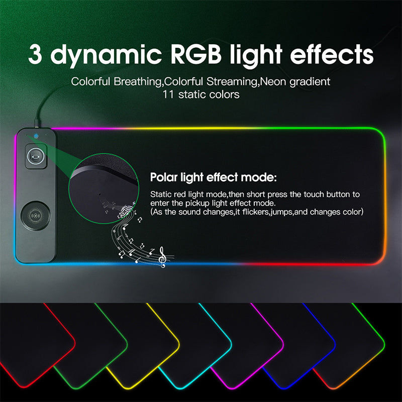 3-in-1 Wireless Charging RGB Gaming Desk Mat