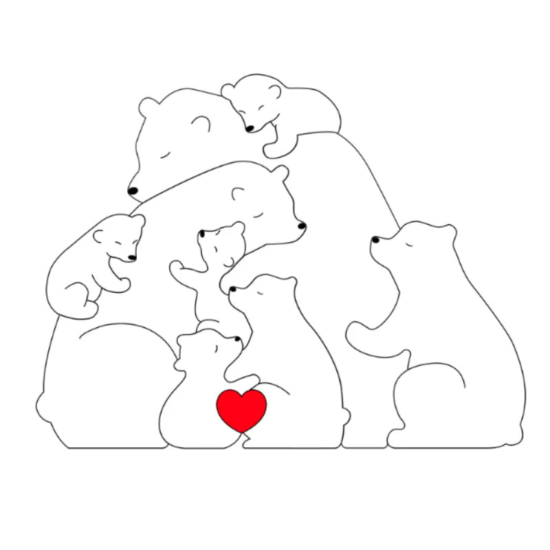 Familjepussel med björnar i trä