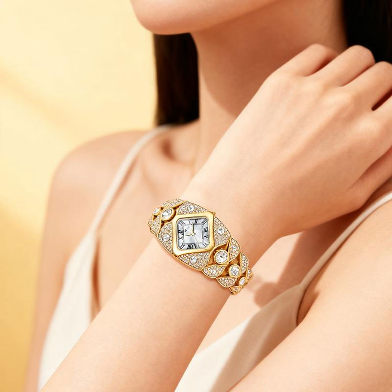 Luxury Full Diamond Bangle Bracelet Watch