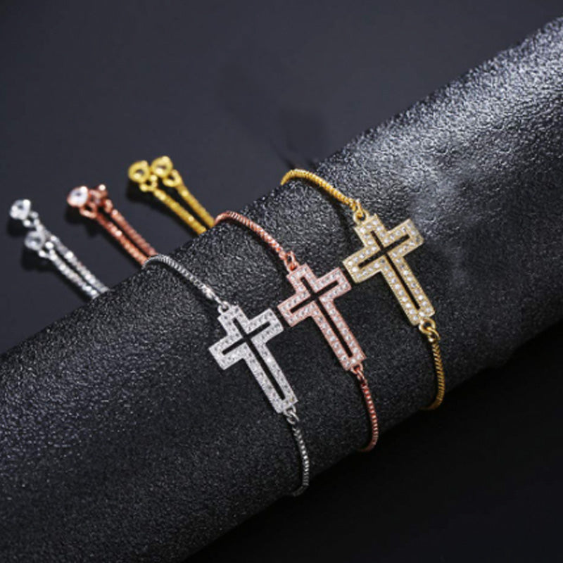 Rhinestone Cross Charm Bracelet