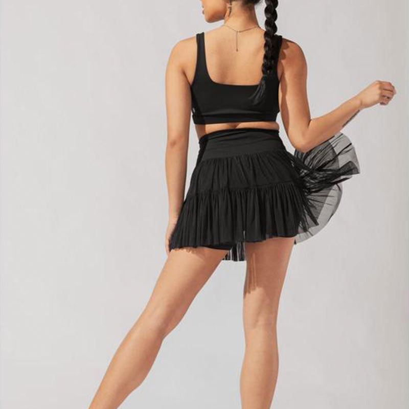 High Waist Pleated Skirt with Safety Shorts