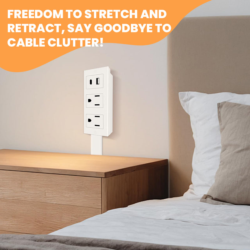 Retractable Rotating Power Strip Extender