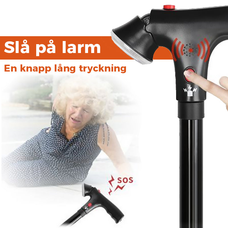 Aluminiumlegering med LED-ljus Halkfri hopfällbar käpp