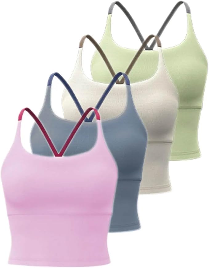 2-in-1 Seamless High-Elastic Sports Camisole with Built-in Bra & Criss-Cross Back