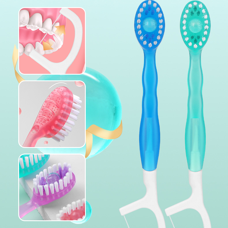 5in 1 Toothbrush & Floss & Tongue Scraper & Toothpick Set