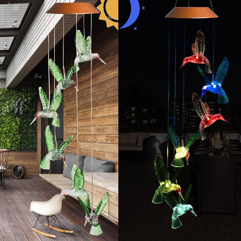 Solar-Powered Hummingbird Wind Chime