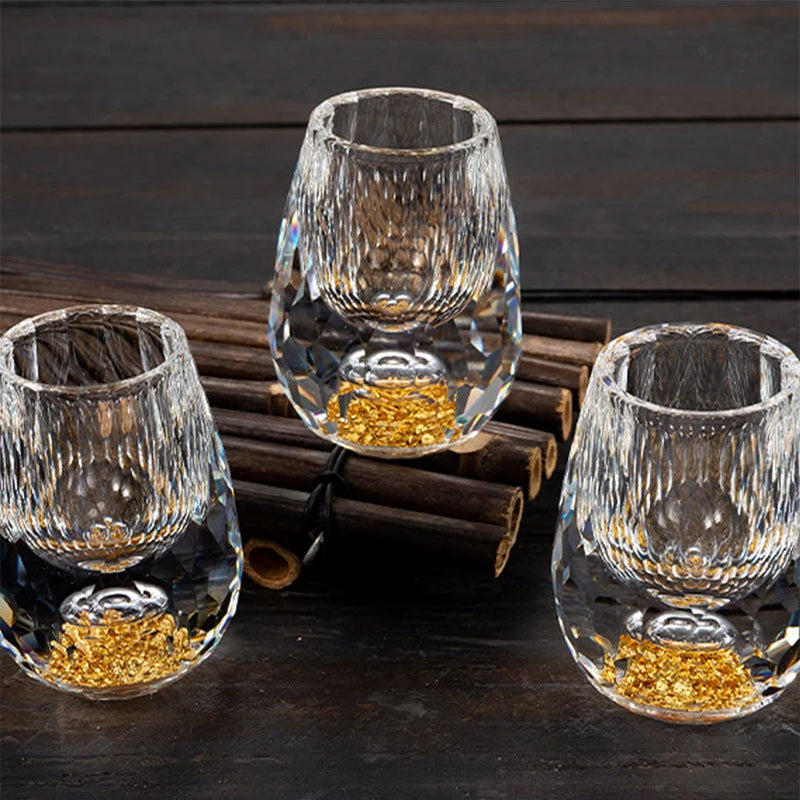 3D Glacier Whiskeyglas Cup Crystal Gold Foil Shotglas