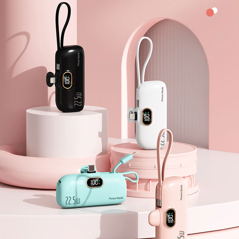 Mini Portable Charger with Built-in Cable