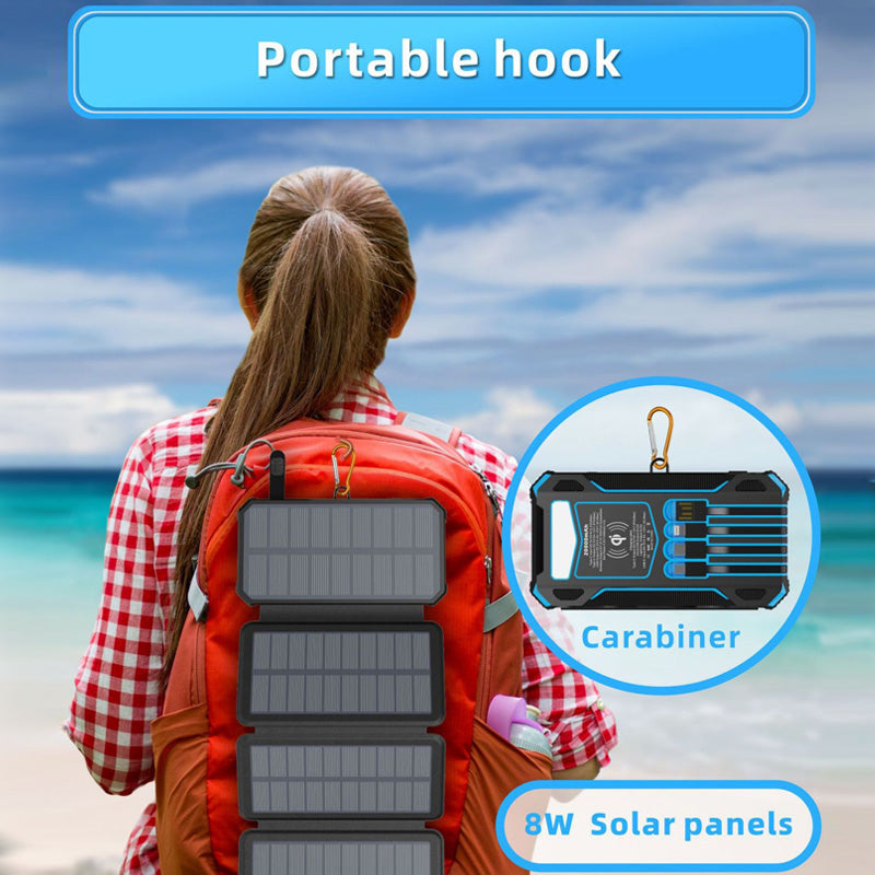 20000mAh Solar Wireless Portable Charger with 4 Built-in Cables & 7 Outputs