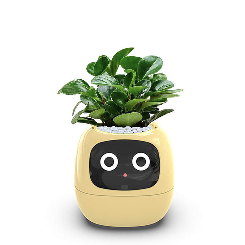Smart AI Flowerpot with Temperature Display and Animated Expressions