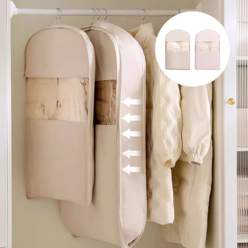Space Saving Hanging Garment Bag with Self Compression Zipper