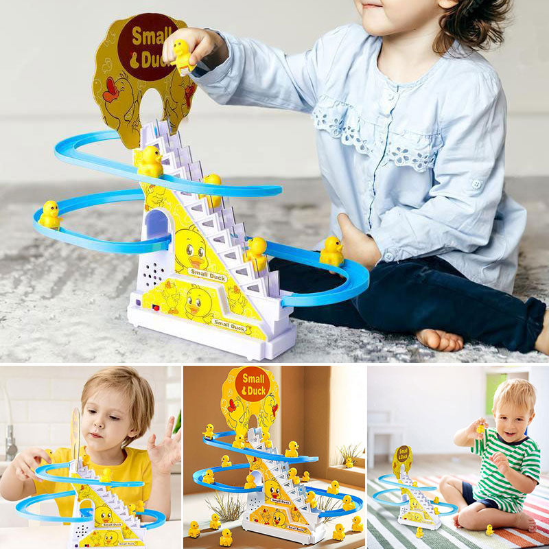 Electric Duck Climbing Race Track Toy – LED Lights & Music Roller Coaster Playset