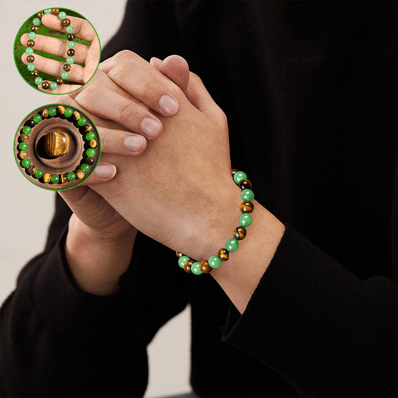 Money Attraction Bracelet with Green Aventurine & Tiger Eye