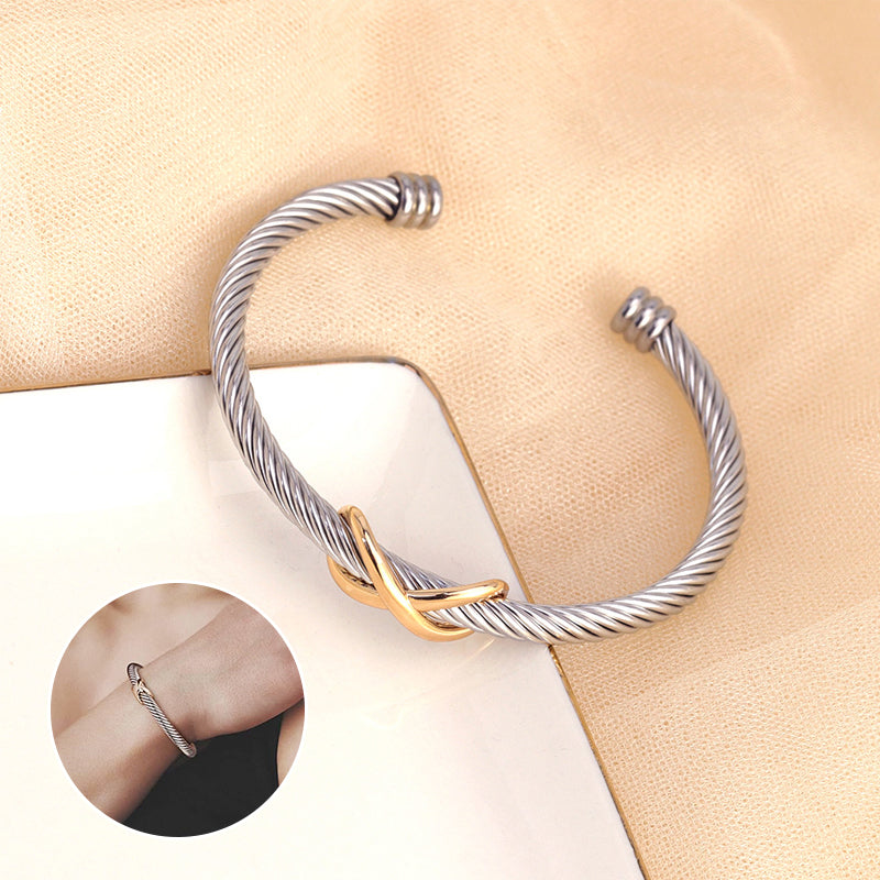 Bracelet Two Tone Twisted Bangle