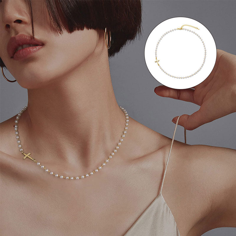 Cross Pearl Necklace