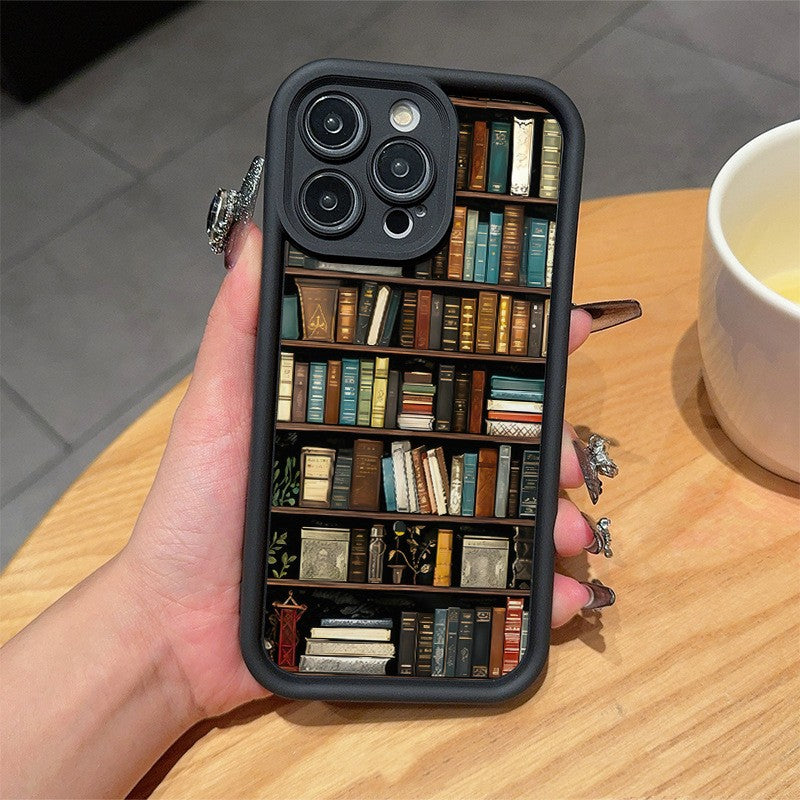 Cartoon Bookshelf Pattern TPU Phone Case