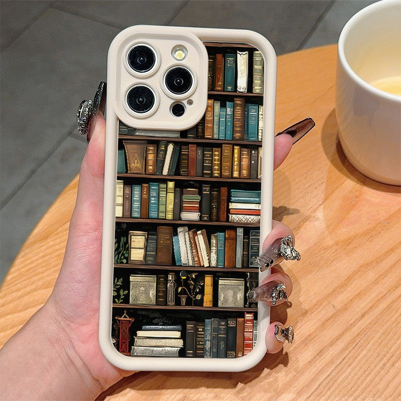 Cartoon Bookshelf Pattern TPU Phone Case