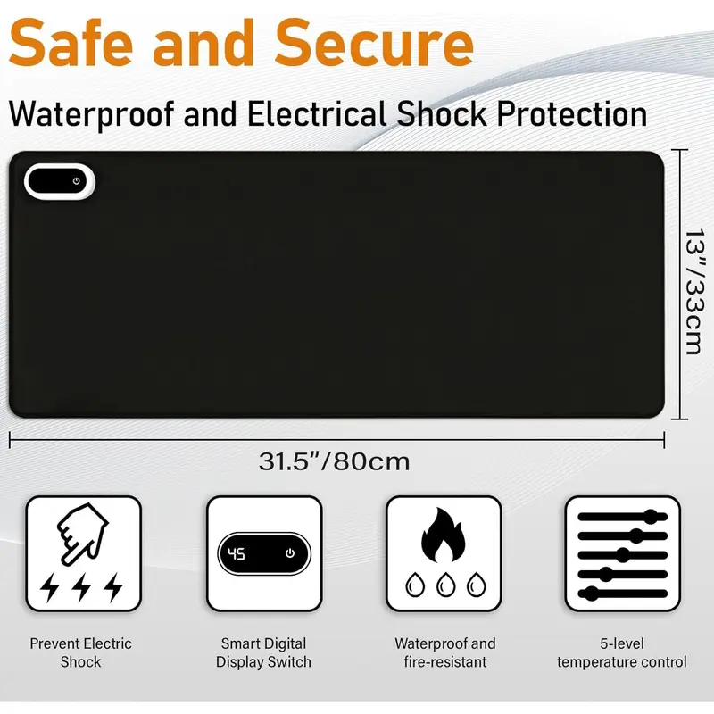 Large Heated Mouse Pad with Adjustable Heat Levels