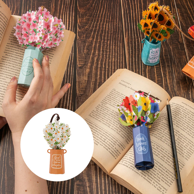 Elegant Flower Bouquet 3D Pop-up Bookmark
