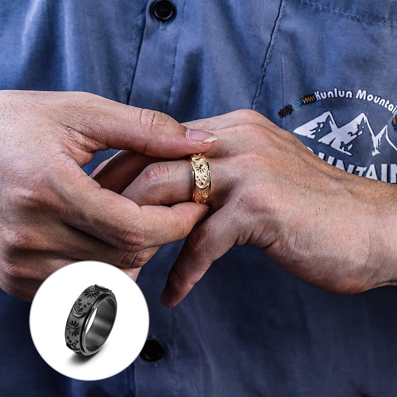 Celestial Moon and Stars Spinner Ring