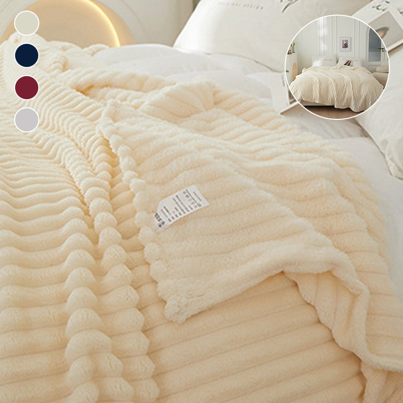 Jacquard randig fuskpäls filt