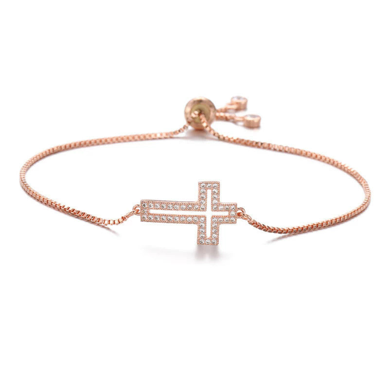 Rhinestone Cross Charm Bracelet