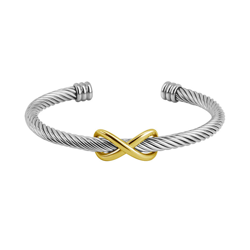 Bracelet Two Tone Twisted Bangle